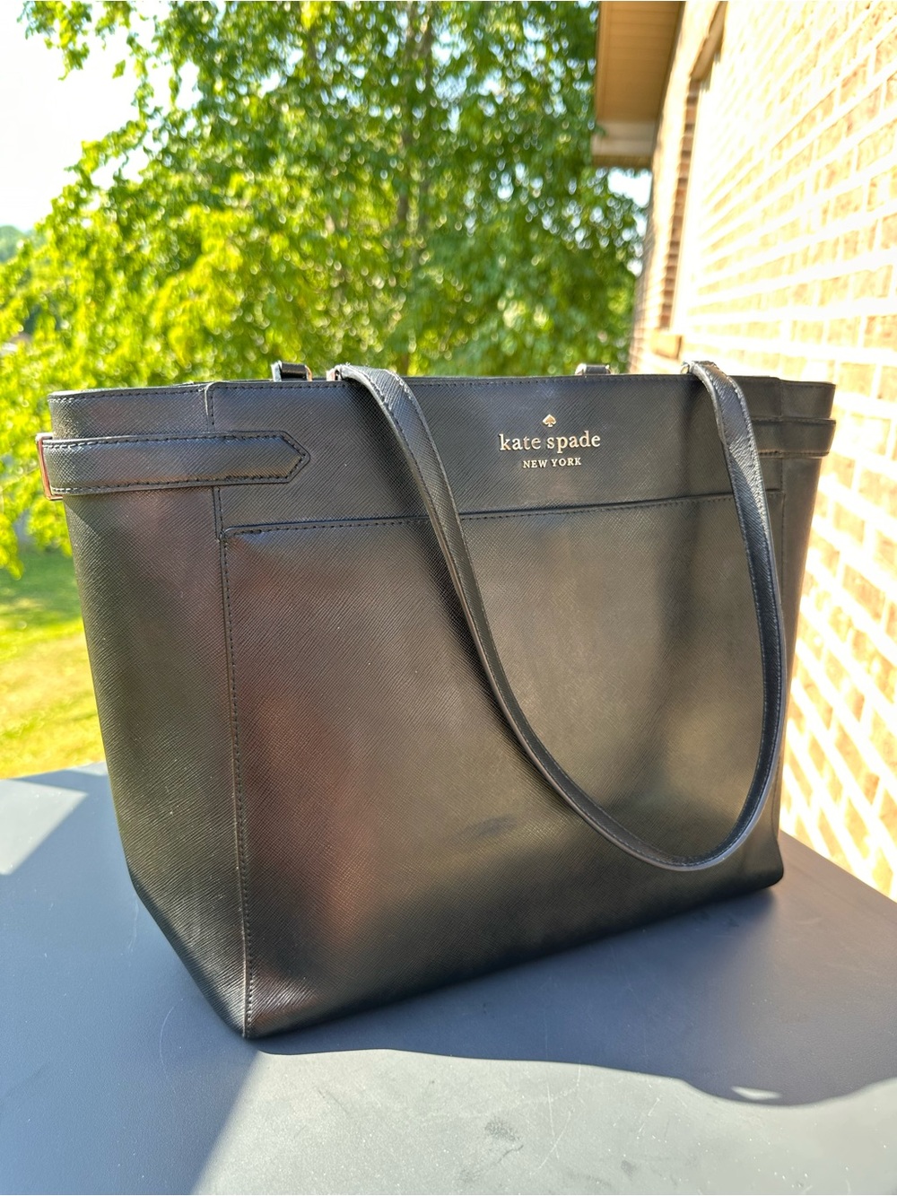 KATE SPADE Staci Laptop Tote in Black Saffiano Leather